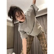 Hualin Mode koreanischer Stil T-Shirt Pyjamas Frauen lose karierte Hosen Heimkleidung Casual Anzug 2025 683 Kurzer und langer Festkörperplaid 175 L