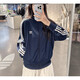 阿迪达斯 （adidas）三叶草男女2025夏款经典条纹立领藏青复古夹克外套 藏青IR9893 （ ） XS