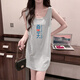 EOENKKY Dragon Fruit Color Sleeveless Vest Night Dress Female Summer Student Girl Sweet Spicy Sexy T-shirt Pajama Pure Home Clothing Powder Root Powder 673# Summer M