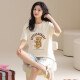 [纯棉]睡衣女夏季套头短袖短裤休闲款家居服套装可外穿女cker CKE-W6172A XL