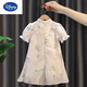 
Disney girls' dress summer Hanfu cheongsam skirt children's summer princess skirt retro Chinese style Tang suit baby skirt YBC-6629 fan cheongsam skirt-apricot color 90 size recommended height cm