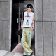 迪伽达美式高街重磅坎肩无袖背心男夏季字母印花宽松休闲hiphop上衣t恤 YSXS-B1105白色 2XL