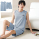 Palando Pajamas para hombres para pantalones cortos de chaleco sin mangas de algodón de verano Gran tamaño para el chaleco de verano para hombres Juego de ropa para el hogar 13657 [algodón puro, amigable con la piel y transpirable] XL [sugerido para 120-140Jin [Jin iguala 0.5 kg] de desgaste]