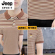 JEEP SPIRIT冰丝短袖t恤男夏季2025新款有领条纹Polo.衫体恤潮流男装休闲衣服 Y6626卡其色 XL 175