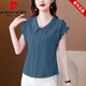 
Pier Cardin brand women's doll collar short-sleeved chiffon shirt in summer new fashionable and fashionable solid color versatile loose shirt 6218 leather pink M Recommended 100 Jin [Jin equals 0.5 kg] below