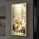 CHENGZAI FUGUI Elk Living Room Decoration Peinture Luxe Luxury Lights Amosphériques LEDS directement en face de la porte murale Mural Painting Halway Paindre T12859 90 * 180 (suggéré pour 1,2-1,5 mètres de mur) Crystal Porcelain Aluminium Gold Frame [Plug-in + télécommande]