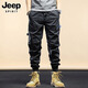 JEEP SPIRIT2024新款休闲裤男士春秋季美式加绒束脚裤山系多口袋工装长裤子 679卡其 28（建议100-110斤）