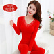 FHHUABD A piece of red women's autumn clothes and autumn pants women's suit thermal underwear set in the year of birth 9906 big red one size