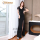 Xingyuan sexy Kleid sexy Kleid niedrig geschnittenes Temperament KTV Abendkleid Lange Version Fußbad Sauna Techniker Fußbad Arbeit Kleidung 3883 Schwarz S empfohlen 80-95 Jin [Jin ist gleich 0,5 kg]