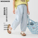 Moonkids Girls 'Hosen Sommer 2025 Neue Kinder für reine Baumwollkühle Scimitar Widm-Bein-Hosen für Mädchen Sommer dünne Mückenmeisterhose zweiteiler [15273 Blau +15251 Lila] 110 cm