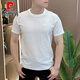 Pierre Cardin 2025 Neues T-Shirt für Herren für sommerlich leichte luxuriöse vielseitige runde Hals Cooler hochwertiger trendiger halbärmelter Eisseide-Hemd 1105 Weiße leichte Luxus-Textur M 90-105jin [Jin gleich 0,5 kg]