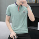 
2025 summer lapel short-sleeved casual Polo shirt for men's trendy business slim half-sleeved T-shirt pure cotton shirt collar pink Q672 3XL handsome new style