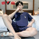 Yalu Youth Pyjamas Herren Sommer Pure Cotton Shorts und Plus Size-Anzug New Style Student High-Wert-Kleidung Home Kleidung HD9928 L [95-125jin [Jin ist 0,5 kg]]