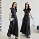 Vanciman Fashion Suit Jirt pour femmes 2025 Été Nouvelle température revers à manches courtes à manches hautes hautes jupe mince M9737 Gris foncé