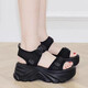 Dick-Soled-Sportsandalen für Frauen 2025 Sommer neuer Schwammkuchen weicher Sohle erhöhter Strand lässig Sandalen für Frauen schwarz 37