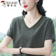 
Woodpecker Summer 2025 New Striped Cotton Short-Sleeved T-Shirt Women's Top Half Sleeve Middle-aged Mother Loose Large Size Slimming 838 Green M Recommended 90-105Jin [Jin equals 0.5 kg]