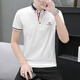 
2025 summer lapel short-sleeved casual Polo shirt for men's trendy business slim half-sleeved T-shirt pure cotton shirt collar pink Q672 3XL handsome new style