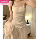 Modal Pyjamas für Frauen im Frühling und Herbst reines Baumwoll 2025 neuer reiner und sexy Stil mit Brustpolsterbauchbaucher kleiner Weste-Aprikosenfarbe Drei-teiliger Set 701 [Aprikosenfarbe] Kleine Weste mit Brust m