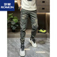 Romon (Romon) 2025 Sommer Neues Produkt Camouflage Workwear Casual Hosen für Herren Sportfußbindung Mode vielseitig Slim Fit Harem Hosen Neues Produkt Gray 28 (80-95jin [Jin gleich 0,5 kg])