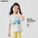 Moonkids Girls Kurzärärmelte T-Shirt Kinder 2025 Sommer neuer reines Baumwolldackel Hunde Top Baby Girl Clodh Summer Casual T [19033 Kurzärärmel +15270 Blaue Plaidhose] 110 cm