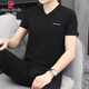 Pierre cardin high-end ice silk cotton quick-drying summer cotton short-sleeved T-shirt men's blouse v neck trendy fashion new half-sleeved men's slim fit T [Father's Day gift] Dark gray Q693 M 90-100Jin [Jin equals 0.5 kg]