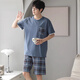 Langsha (Langsha) Pyjamas Herren-Sommer-Shorts für sommerliche Baumwollstreifen können außerhalb von Freizeitkleidungsanzug DGG-Z679 L getragen werden [empfohlen 100-130jin [Jin gleich 0,5 kg]]