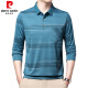 Pierre Cardin Summer Ice Silk Camiseta para hombres Springe Long Spring y Autumn New Style Ody Middle and Anday Men's Flin Style Daddy's Pocket Camiseta B753 Horizontal Strip Green XL 175/115/52