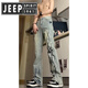 Jeep Spirit Jeep Flame Jeep Jeep Summer Brand de moda Straight Pants High Street Style 692-Black S [75-85Jin [Jin equivale a 0.5 kg]]