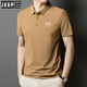 Jeep Spirit Neues komfortables Polo-Hemd Herreneis Seiden kurzärmelig T-Shirt Summer Revers Anti-Falten-Geschäft und lässige und ältere halbärmelige Jeep12358 Ice Seide Polo-Hemd/Obsidian Black L [110-125jin [Jin gleich 0,5 kg]]