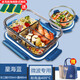 Locknlock glass lunch box microwave heating student lunch box lunch box separated crisper box ocean blue large long three compartments 1050++ guaranteed 480ml