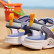 ANTA Children's Sandals Men's Big Children's Shoes 2025 Spring New Velcro Outdoor Open-Toe Soft Elastic Beach Shoes Light Steel Blue/Dust Curtain Blue-2 38