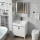 
DAFIFY small apartment wash basin cabinet combined floor-standing bathroom cabinet ceramic integrated basin bathroom wash basin wash basin sink pool white door mirror cabinet 4837cm