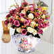 Bouquet de flores simulada en Rong Hongfa Mesa de comedor adornos de la sala del dormitorio Decoración del hogar Plantas de flores falsas Rose rojo + jarrón europeo de doble oreja