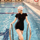 
Lekali swimsuit women's advanced training onesie slim water in summer water, water, meat-covering, slimming swimsuit, swimming pool, black and gray stripes, one-piece, one-size, recommended 80-110Jin [Jin equals 0.5 kg]