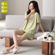 Green Modal summer thin pajamas women's short-sleeved shorts can be worn on the outside for simple two-piece suits for girls' home clothes QQB6630 women M