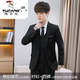 Woodpecker 18-year-old teenager high school student adult dress suit boys suit suit suit men's professional formal college 6302 black suit + shirt + trousers + collar XL