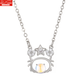 Clcey New Douze Signes du zodiaque Collier exclusif pour la petite amie Tempérament Diamond-Set Hollow Moonstone Pendant clavicule Chain Gift Q50-Libra K-1484