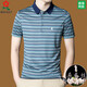 
Mengtejiao 2025 spring and summer short-sleeved T-shirt men's 100 mulberry silk summer casual lapel striped middle-aged POLO shirt 11FCY-N7003 green 11 2XL 185