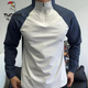 Woodpecker (TUCANO) Gym Training Wear Long Sleeve Men's Tight Elastic Half-Zip Sports Running Basketball Cycling Wear Navy Blue 2XL