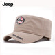 JEEP SPIRIT Jeep Flat Top Hat Men's Pure Cotton Sun Visor Cap Casual Hat Men's Outdoor Fishing Hat Spring and Autumn Baseball Cap Black