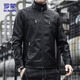 ROMON Leather Jacket Men's Jacket Spring Stand Collar Business Locomotive Top Men's Clothes Black XL
