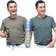 
FHHUABD Dad Summer Short Sleeve T-shirt Summer Middle-aged and Elderly Round Neck T-shirt Men's Striped Ice Silk Cool Top Men's Real Pocket 683 Gray Single Part One Cool One Breathable 3XL 190 [Suggested 185-200Jin [Jin equals 0.5 kg]