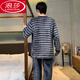 LangSha men's pajamas in winter thickened coral velvet striped long-sleeved home clothes for teenagers can wear winter suits 3890 letter stripes XL