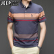 
JEEP SPIRIT2025 summer new pure cotton embroidered short-sleeved men's t-shirt striped casual lapel large size POLO shirt men 3523 dark green M 170/48
