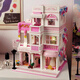 
Cute home building blocks street view garden hotel assembled toys house villa girl model ornaments New Year birthday gift children Wangwang apartment-1048 pellets Delivery lighting