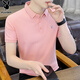 Playboy (Playboy) Camiseta de manga corta para hombres Polo Summer Summer Silk Silk Top Relling High-Men's Relling Pink XL