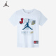NIKE JORDAN Nike children's short-sleeved T-shirt summer new children's size 23 short T-shirt pure white 110/56 recommended height 104-110cm