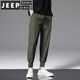 JEEP SPIRIT ice silk casual pants for men loose straight sport ultra-thin speed drying air conditioning 99-point pants summer men's style 719 black + 719 black [two pieces] M