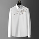 
Walker Shop long-sleeved shirt for men, luxury high-end European white swan ironing diamond slim casual and free hot fashion personality shirt White 3129 XL