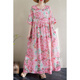 Jiandang grande taille Vêtements féminins Fat MM printemps et été ronde ronde Impression littéraire de style bohème robe longue robe longue 16836 rose unique [200jin [Jin est égal à 0,5 kg] ci-dessous]